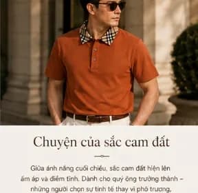 Polo OLDMAN Cổ Caro Cam Đất