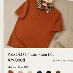 Polo OLDMAN Cổ Caro Cam Đất